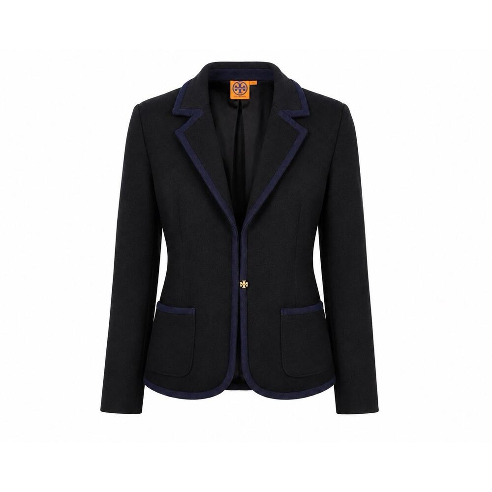 Tory Burch Women's Navy Blue Two-Button Blazer, Wool Blend, Size M Read!!
